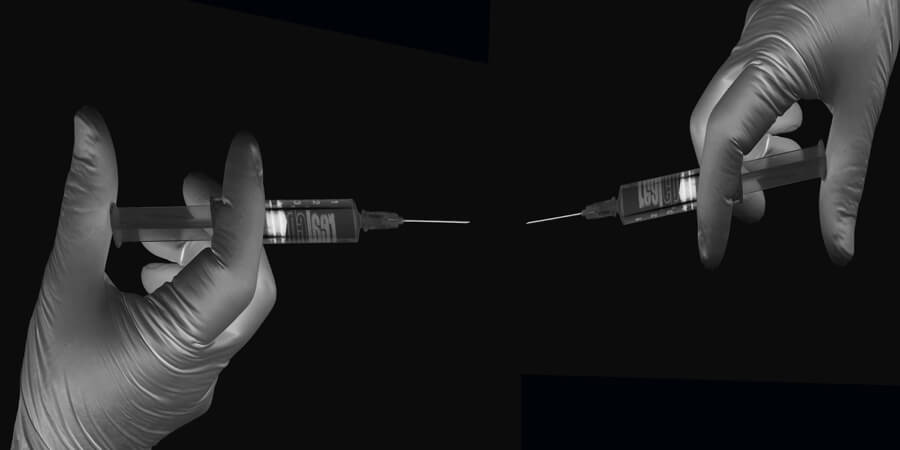 Lynn Hershman Leeson, Double Syringe after Michelangelo, 2014.From The Infinity Engine series.Digital Print Photo. 