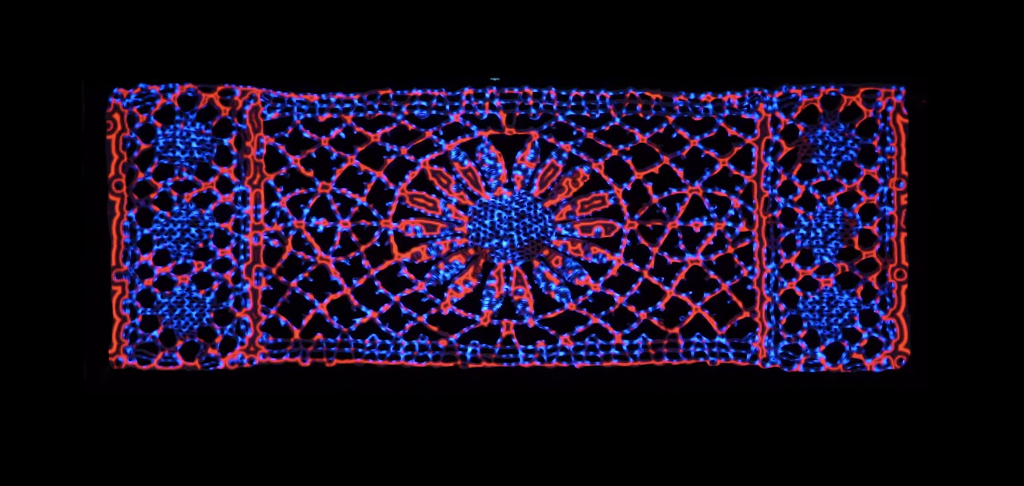 Bobbin Lace Fence Project (Screenshot of the projection mapping), Amy Sands (2021)