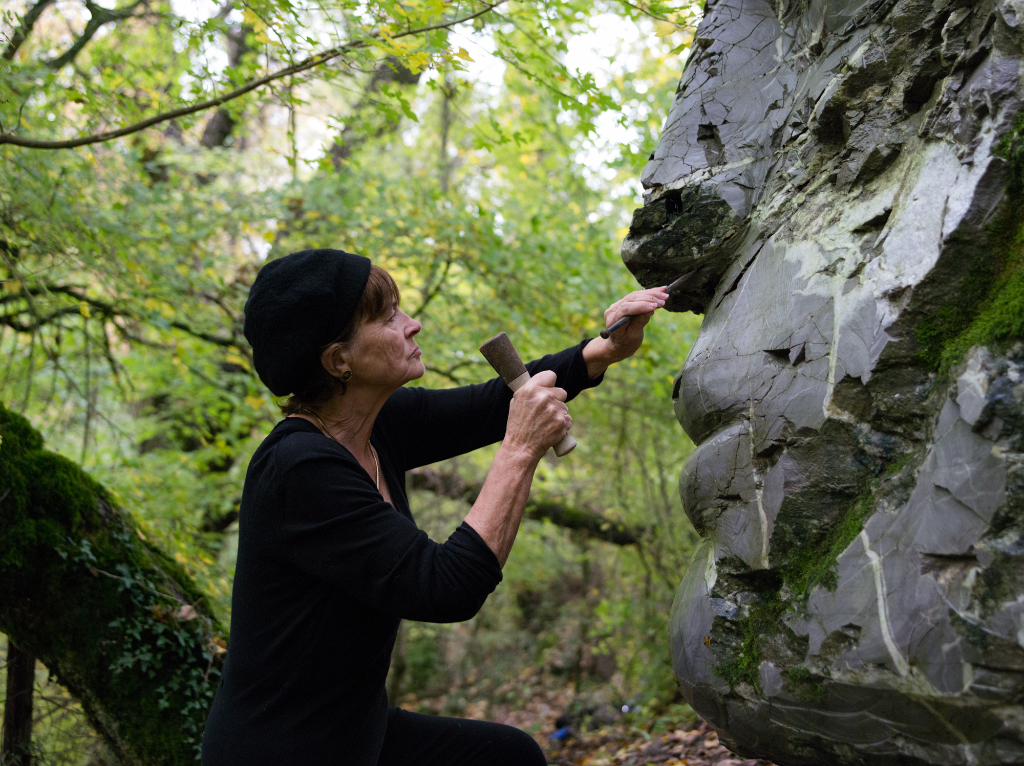 Emily Young carving. Caultha of the mountain 2019, Living Rock Tuscany